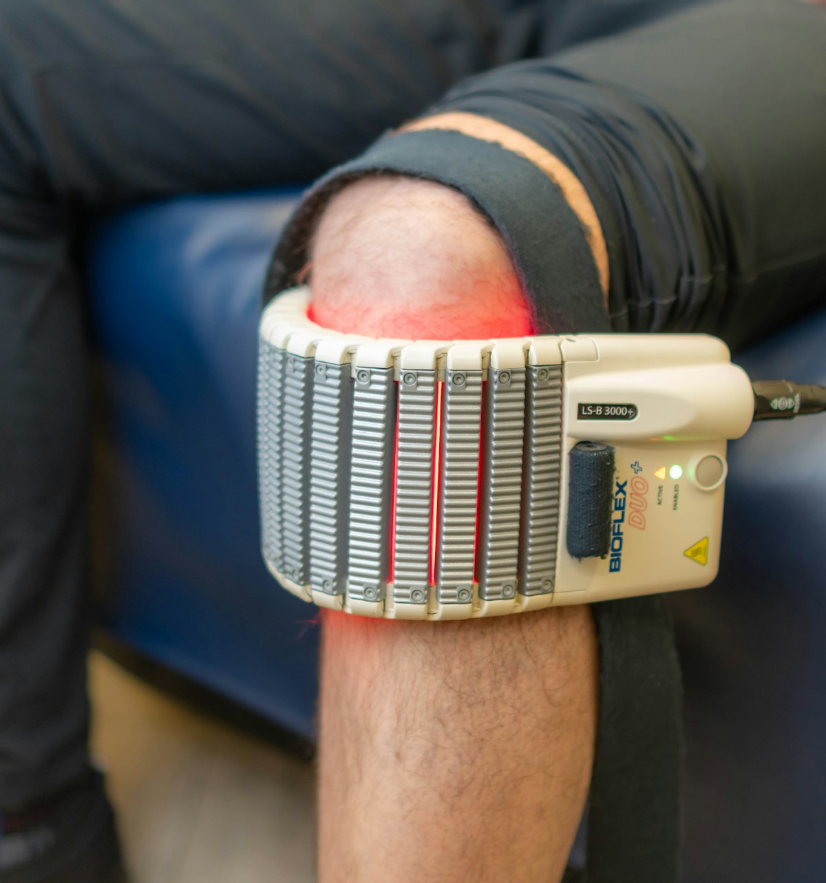 Close-up of knee treatment therapy