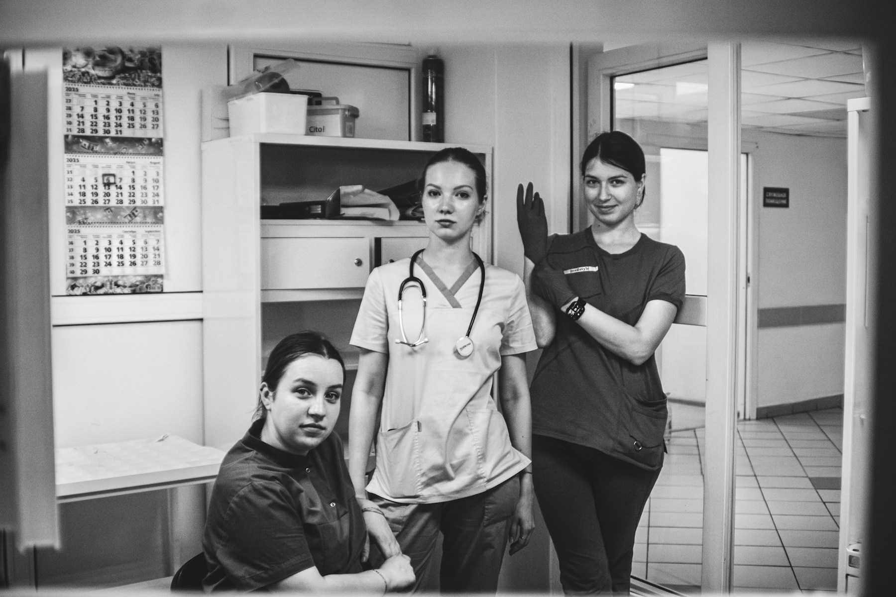 Orthopaedic care team standing together in a hospital hallway